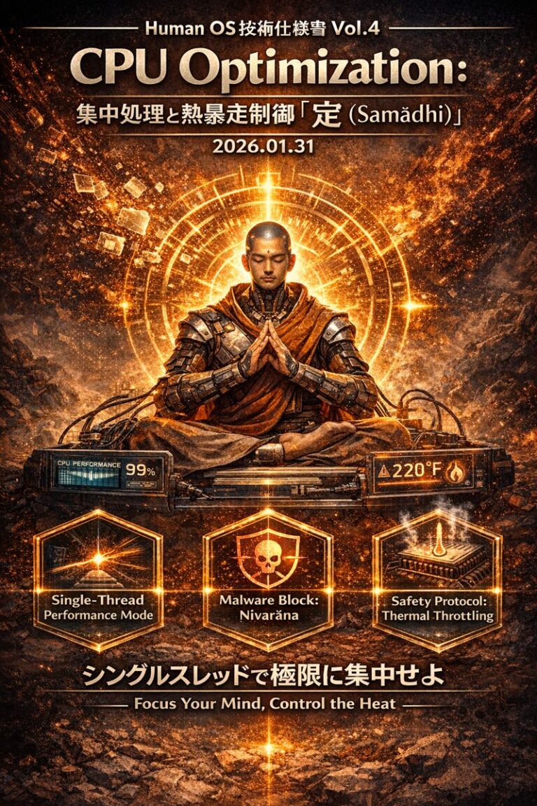 【Human OS v1.0】CPU最適化「定（Samādhi）」｜シングルスレッドと熱暴走制御｜Vol.4